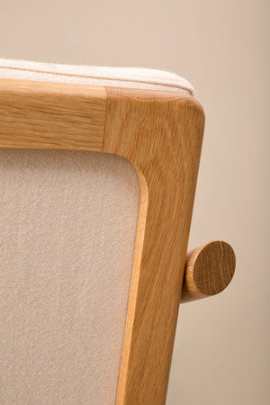 Detail of arm connecting to back of Nautilus Lounge Chair from Chilton Furniture Co.
