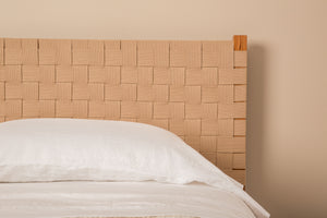 Close up of fabric tape on headboard of MS3 bed