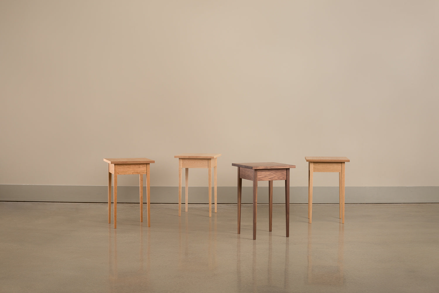 Four Shaker Heirloom Side Tables from Chilton Furniture in Mane in cherry, maple, walnut and white oak woods