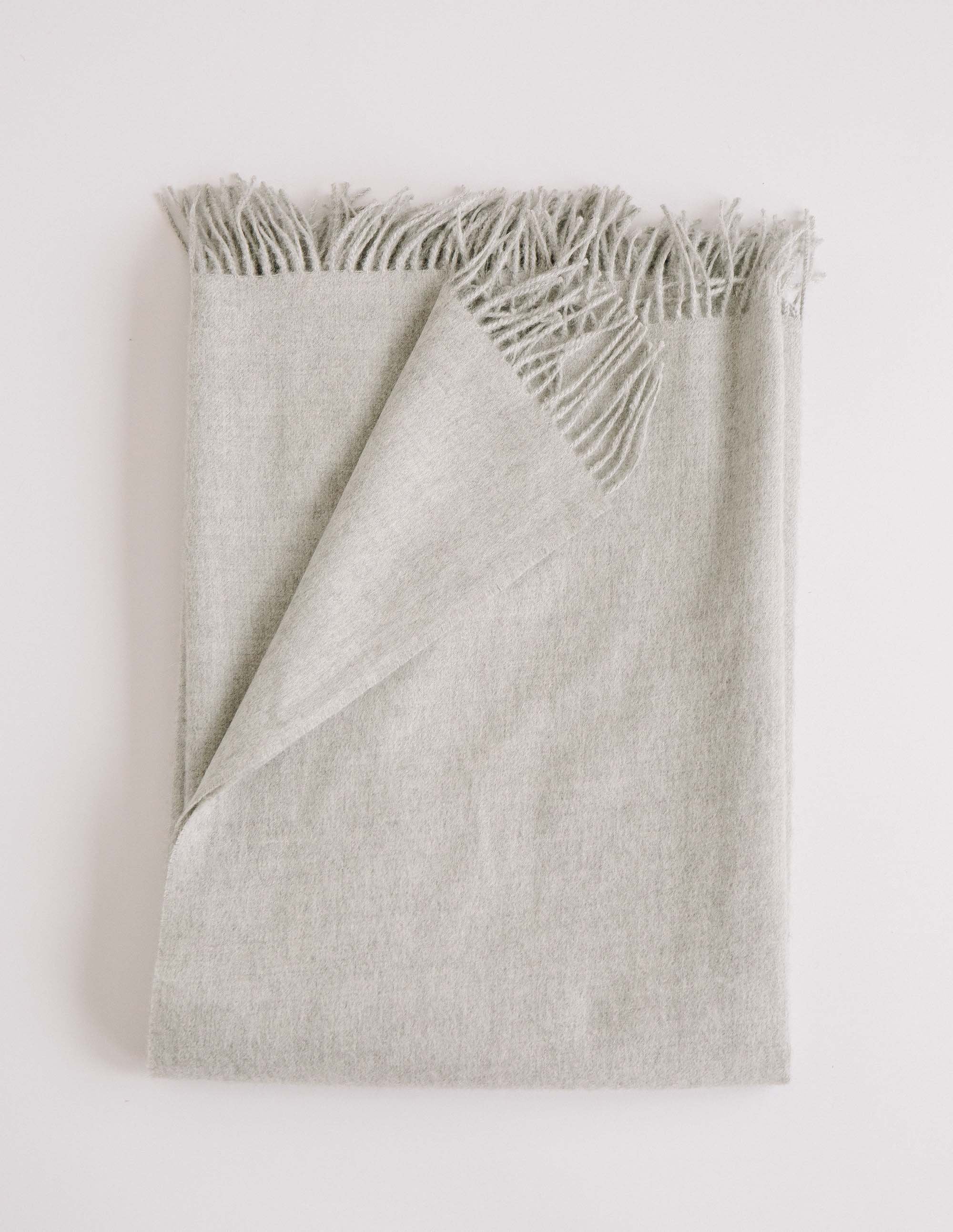 Soft grey alpaca throw blanket
