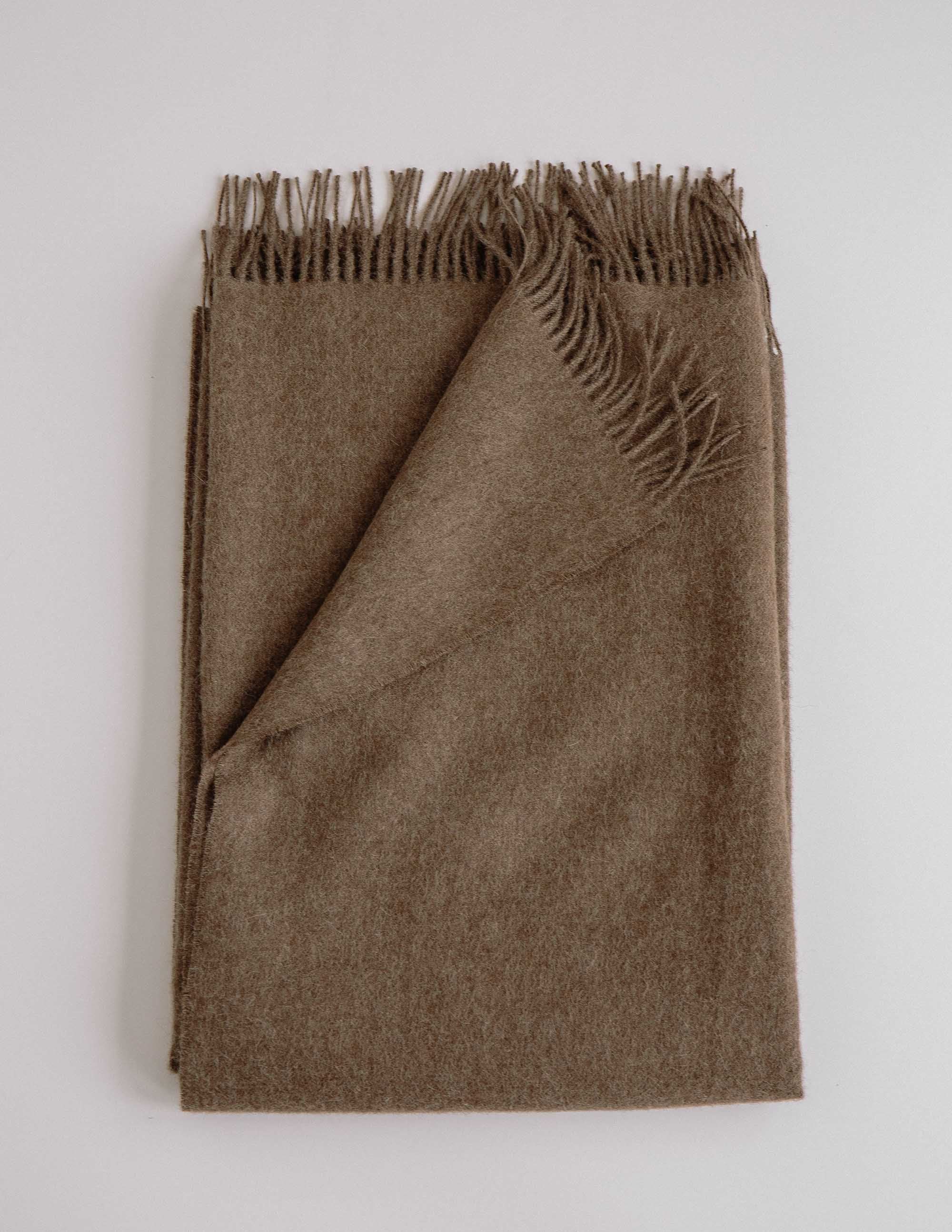 Soft brown alpaca throw blanket