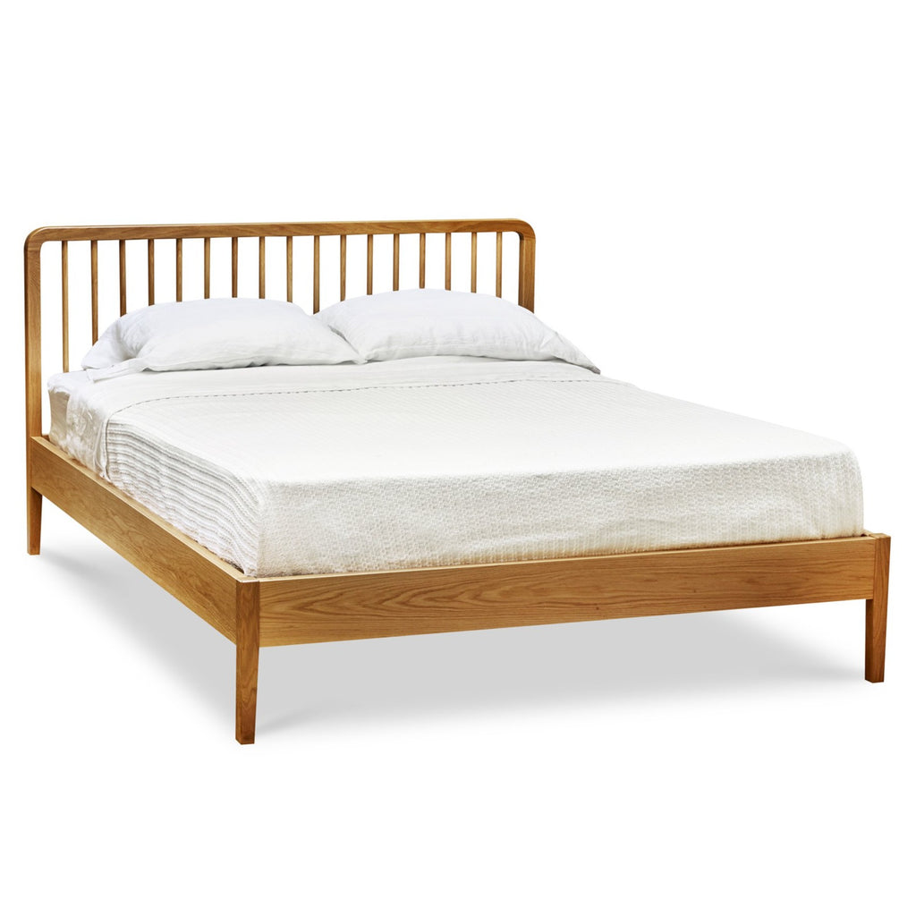 Modern Spindle bed in white oak wood from Chilton Furniture Co.