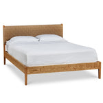 Shaker style bed in cherry wood with woven Shaker tape headboard