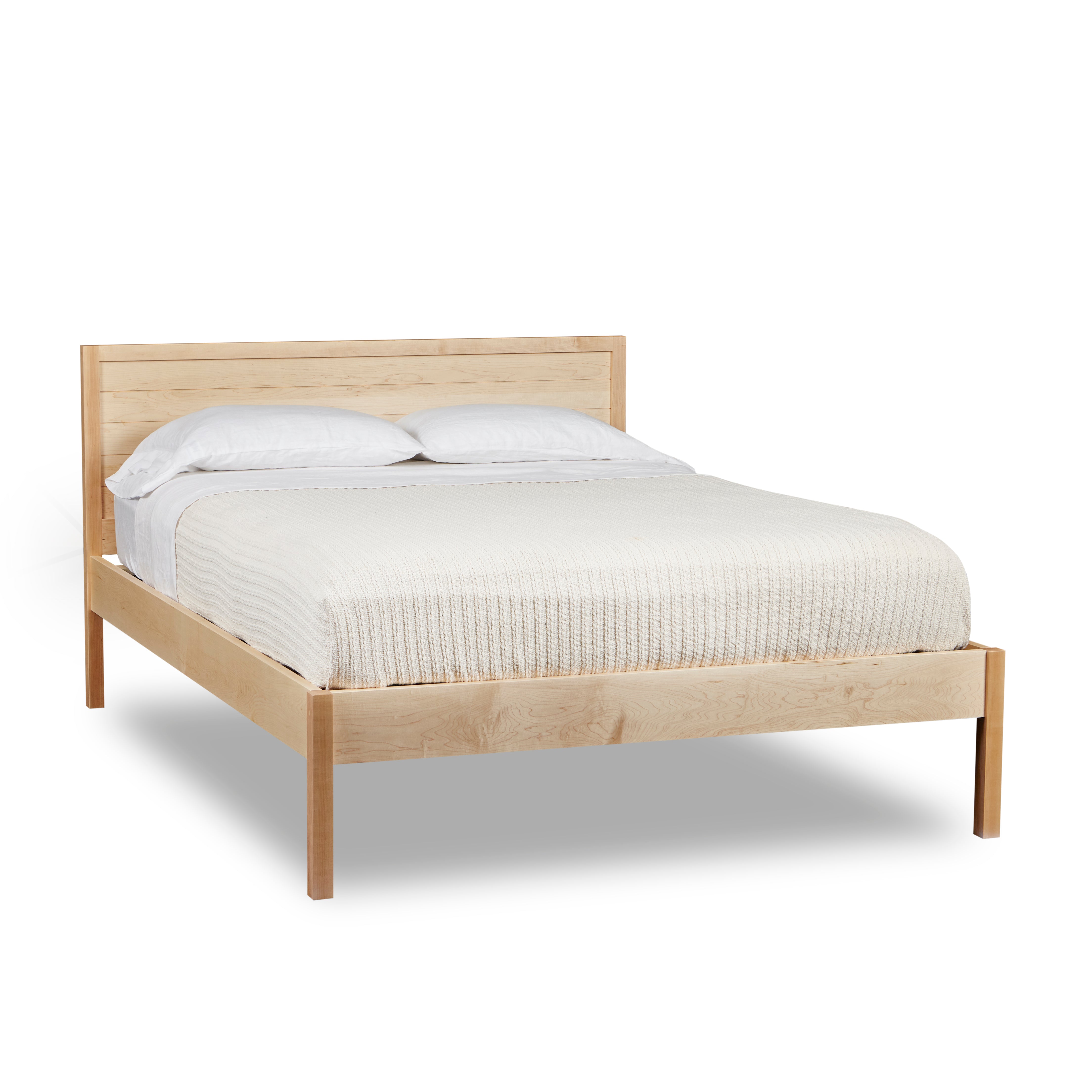Solid maple Shiplap bed with square legs, from Maine's Chilton Furniture Co.