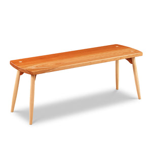 Davis Bench in cherry and maple with round tapered post legs