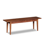 Traditional Shaker style bench with large overhangs in walnut wood