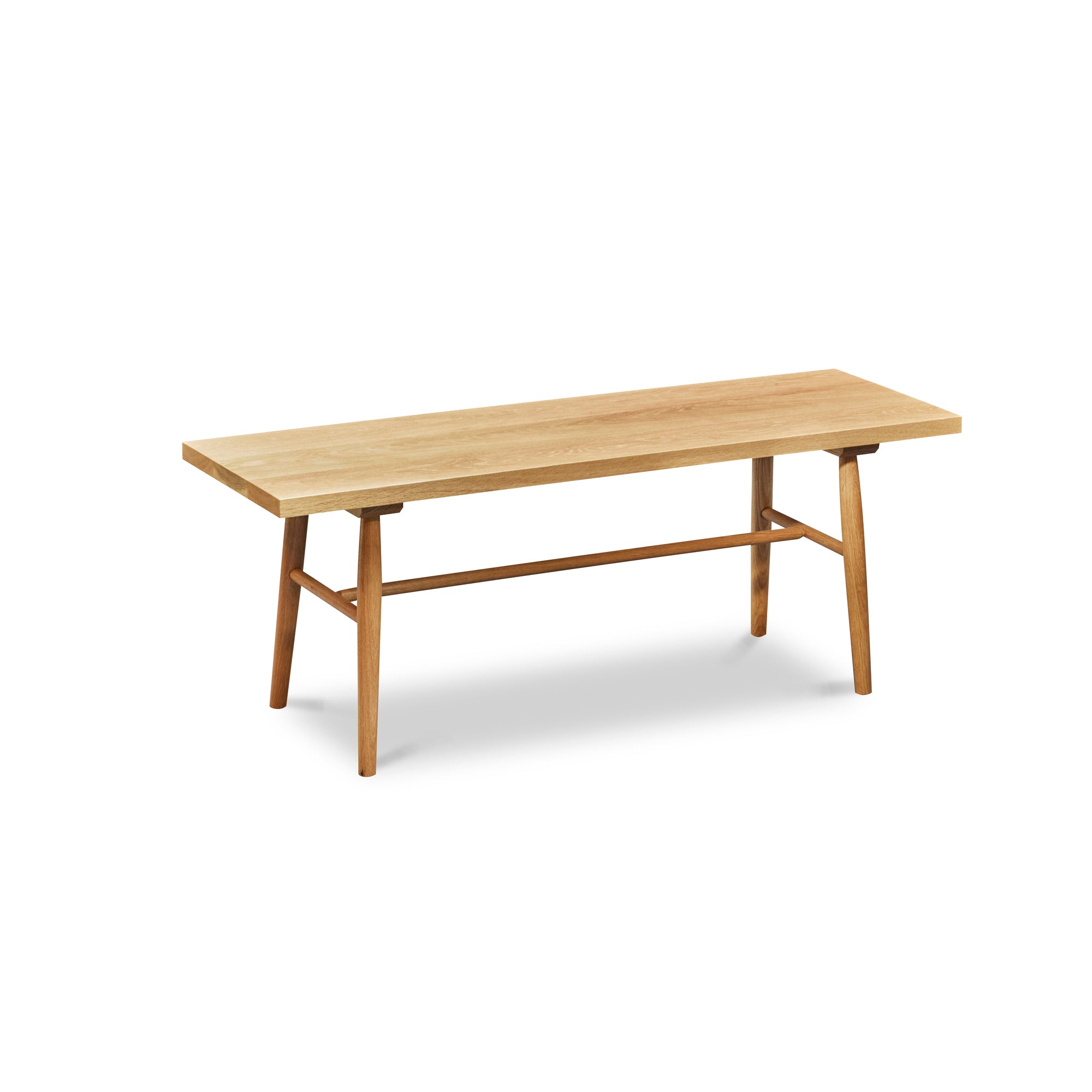 Hudson bench in white oak with turned legs from Maine's Chilton Furniture Co.