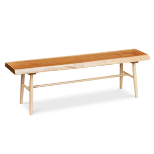Cherry live edge bench with maple round turned legs