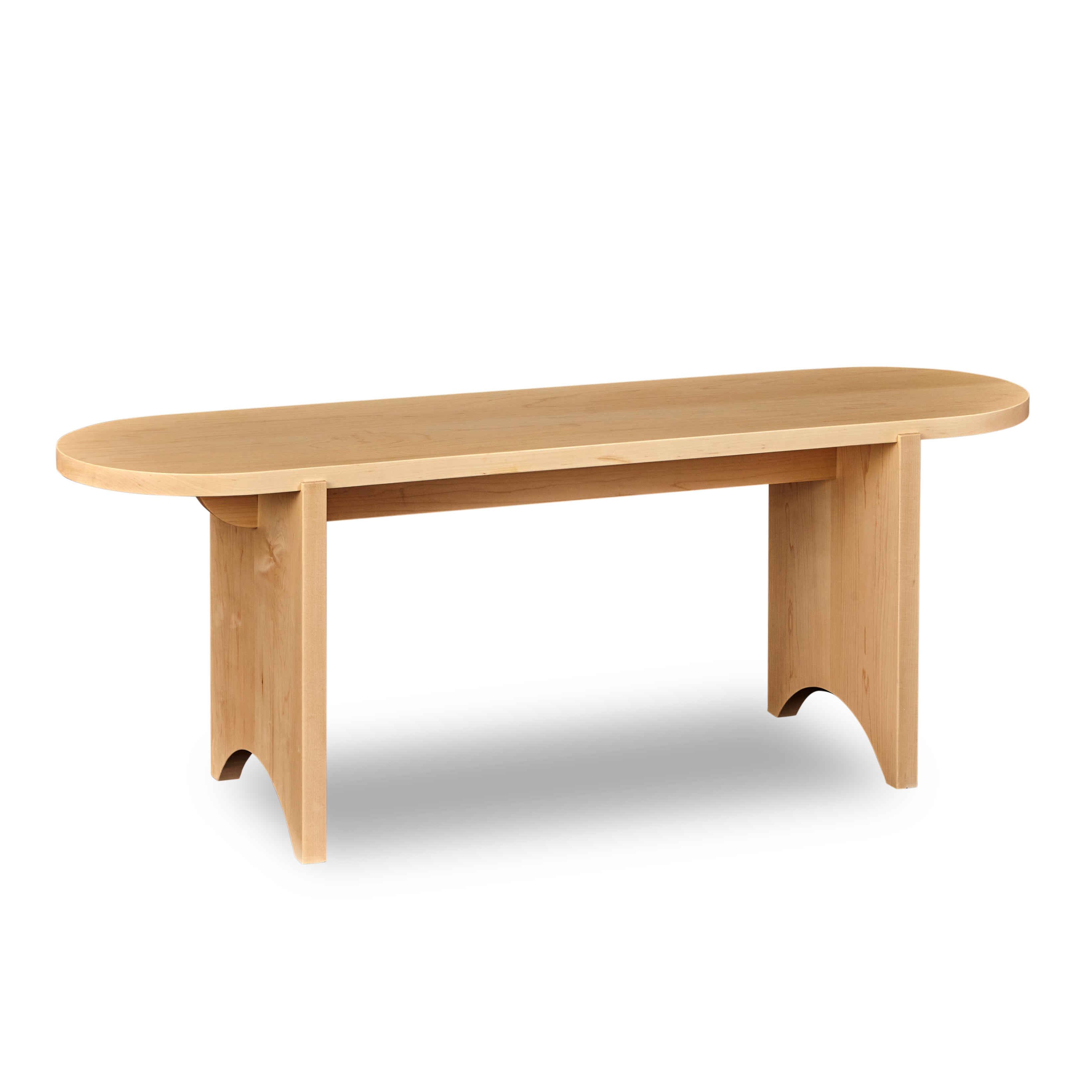 Modern maple bench with rounded edges and legs from Chilton Furniture in Maine