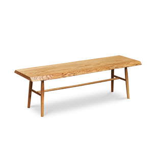 Live edge slab bench in white oak wood from Chilton Furniture in Maine