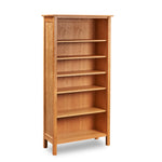 Six foot Shaker inspired solid cherry wood bookcase with three shelves, from Maine's Chilton Furniture