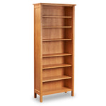 Seven foot Shaker inspired solid cherry wood bookcase with three shelves, from Maine's Chilton Furniture