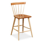 Modern Windsor inspired spindle stool with curved back in cherry and ash