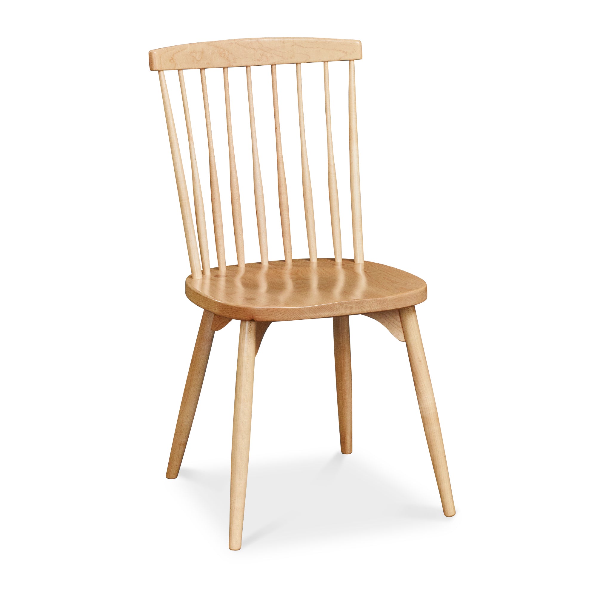 Classic spindle back chair with round tapered legs in solid maple wood