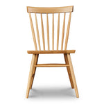 Front view of spindle style dining chair in white oak wood from Chilton Furniture