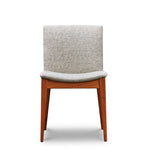 Mid-century modern Metro Chair with round tapered legs in cherry and light grey cushion