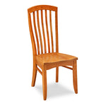 Cape Neddick Side Chair with sculpted flat spindles and rounded crest on tall back in solid cherry wood