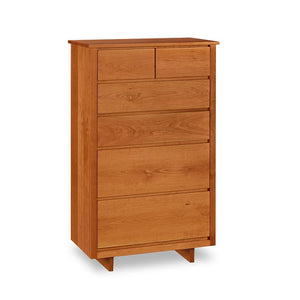 Chilton Furniture's Acadia collection six drawer cherry bedroom sweater chest with under drawer pulls and panel base