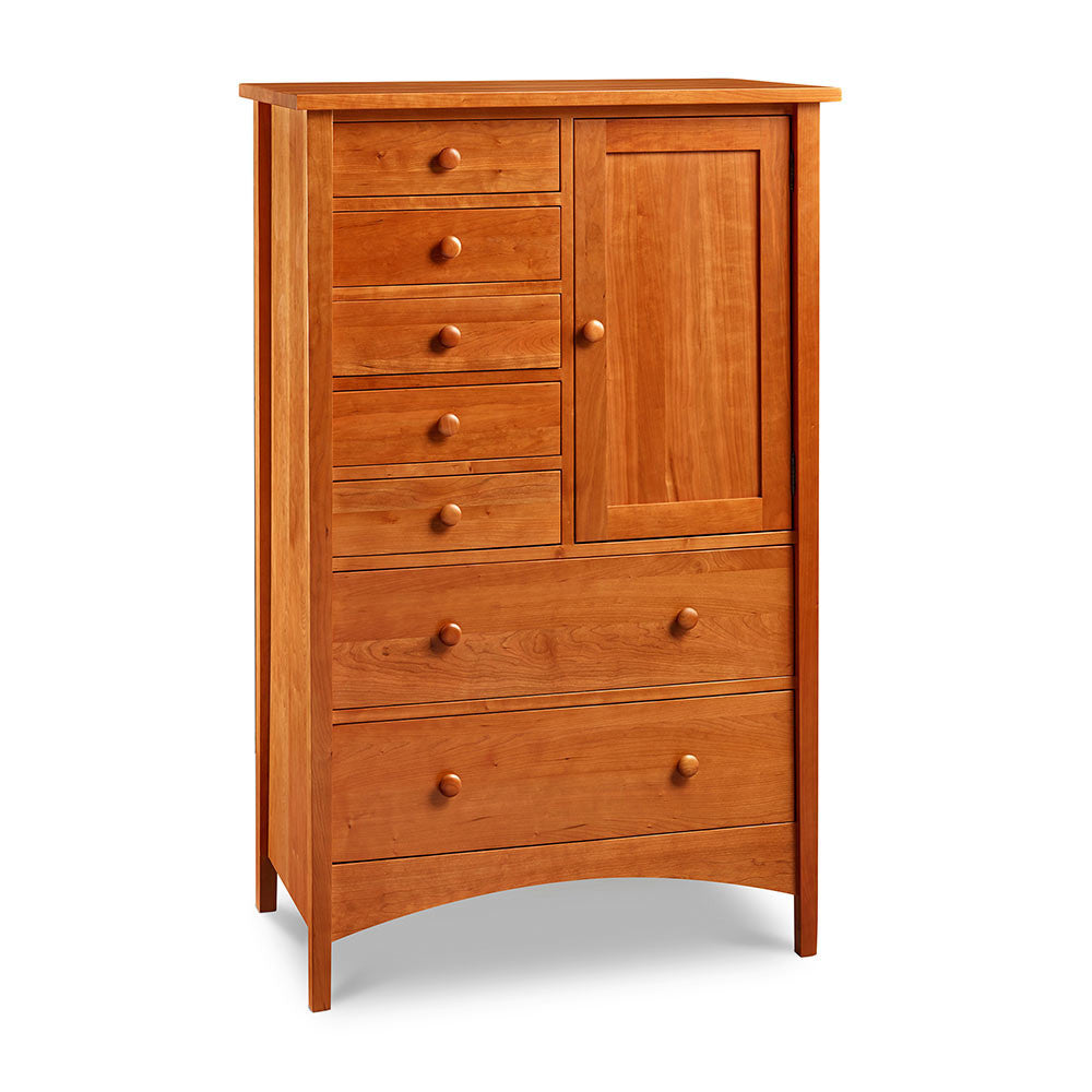 Arts & Crafts style seven drawer Bethel Gentleman's Chest built in solid cherry wood