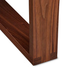 Up close photo of joinery on walnut Lokie Coffee Table