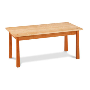 Kittery Coffee Table in solid cherry and birds eye maple with square reverse tapered legs