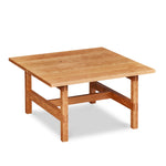 Modern square trestle-style coffee table with visible joinery in cherry, from Maine's Chilton Furniture Co. 