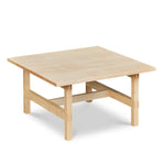 Modern square trestle-style coffee table with visible joinery in maple, from Maine's Chilton Furniture Co. 