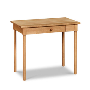 Small shaker inspired writing desk with one drawer and round legs in quarter sawn white oak wood