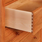 Details on open Shaker style drawer with dovetail joinery