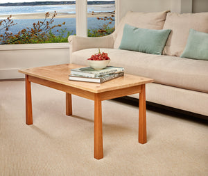 Living room with white sofa and Kittery Coffee Table with reverse tapered legs