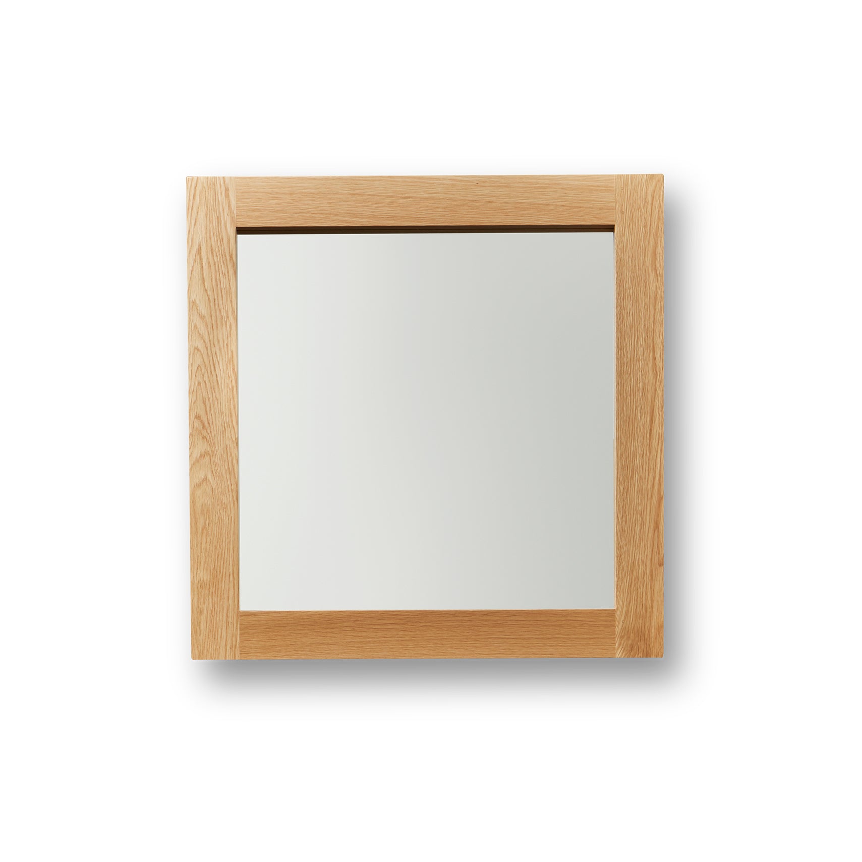 Square wall mirror with white oak wood frame