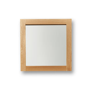 Square wall mirror with white oak wood frame