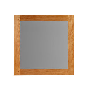 Square wall mirror with cherry wood frame