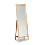 Tall floor length self standing mirror with maple wood frame and square tapered legs