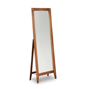 Tall floor length self standing mirror with walnut wood frame and square tapered legs