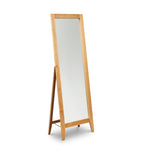 Tall floor length self standing mirror with white oak wood frame and square tapered legs