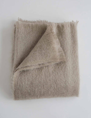 Soft cream mohair throw blanket