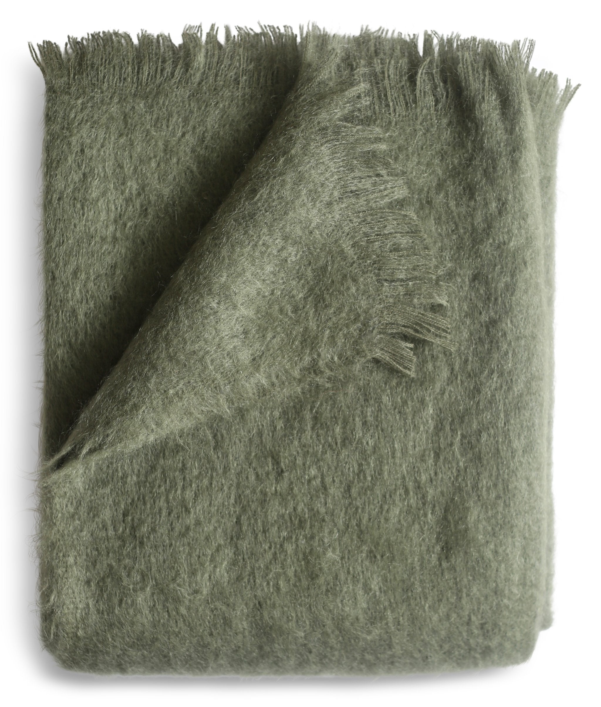 Soft green mohair throw blanket