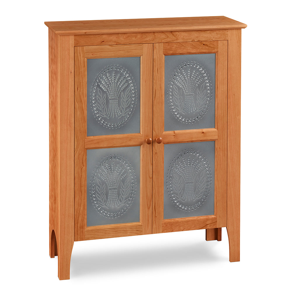 Two-door Shaker inspired pie safe with pierced tin panels in the design of wheat, from Maine's Chilton Furniture Co.