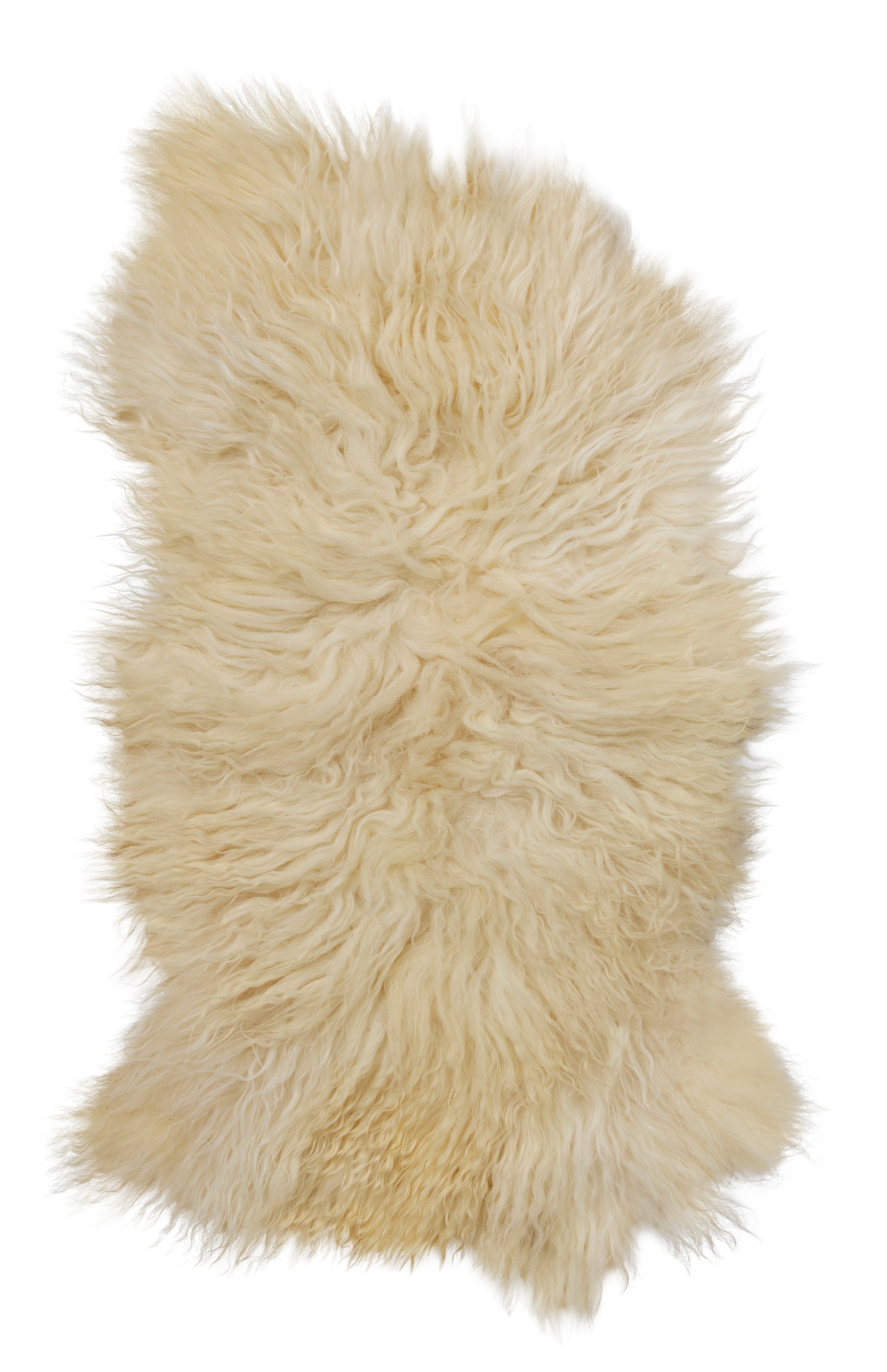 Soft, white, long-hair sheepskin throw