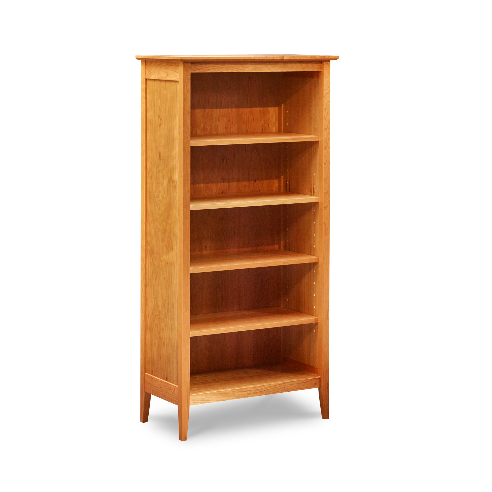Five foot Shaker style bookcase with tapered legs in cherry