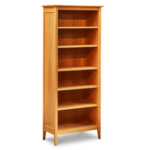 Six foot Shaker style bookcase with tapered legs in cherry