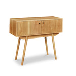 Mid-century Scandinavian inspired sideboard with angled legs in solid white oak wood