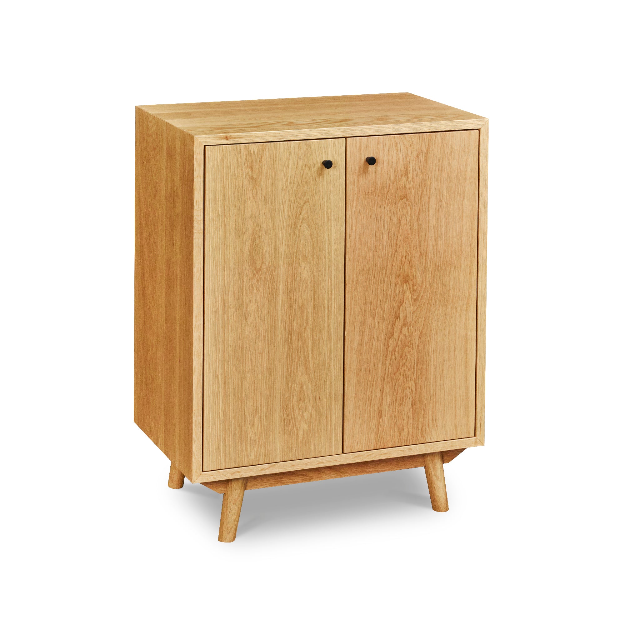 Mid-century Scandinavian inspired sideboard with angled legs in solid white oak wood