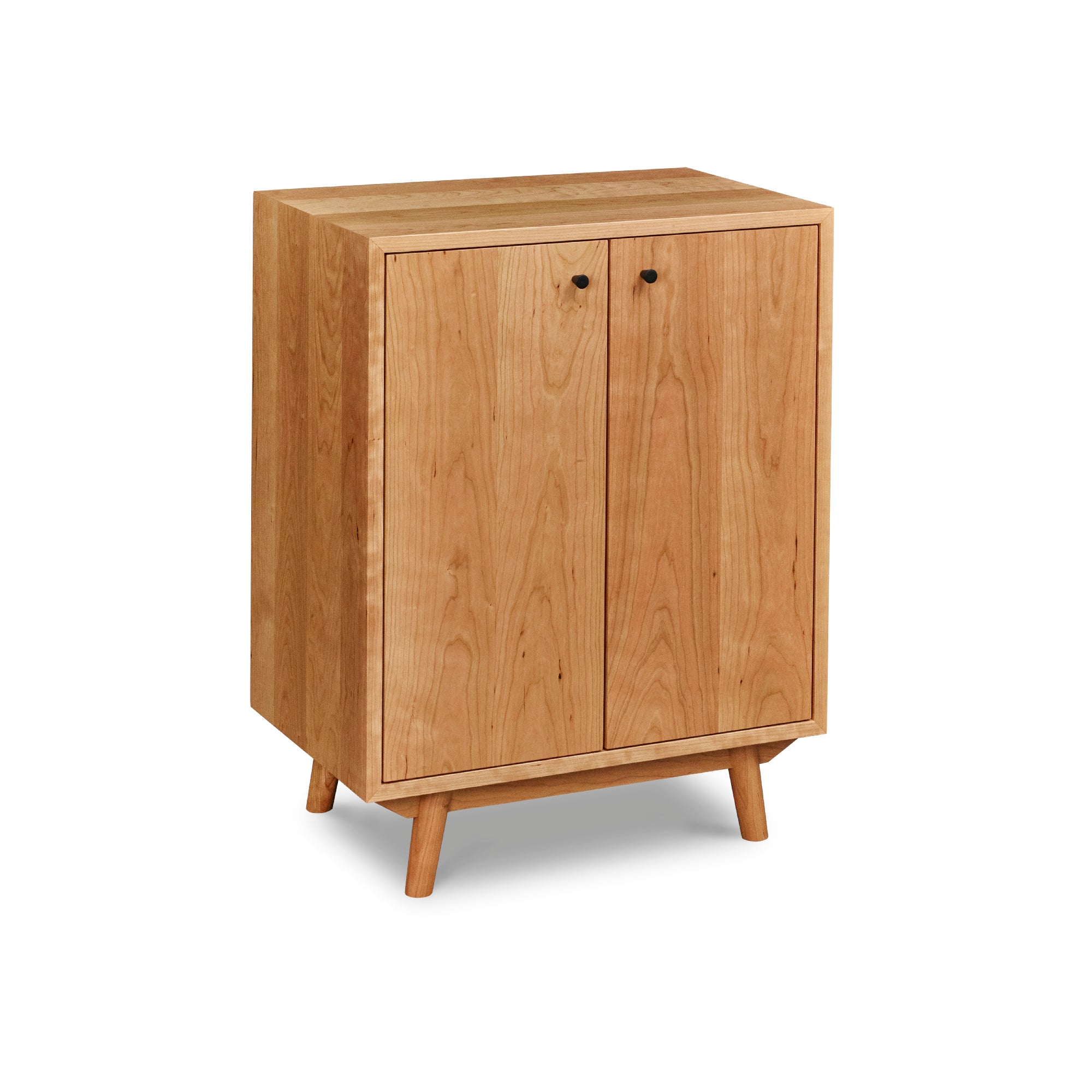 Mid-century Scandinavian inspired sideboard with angled legs in solid cherry wood