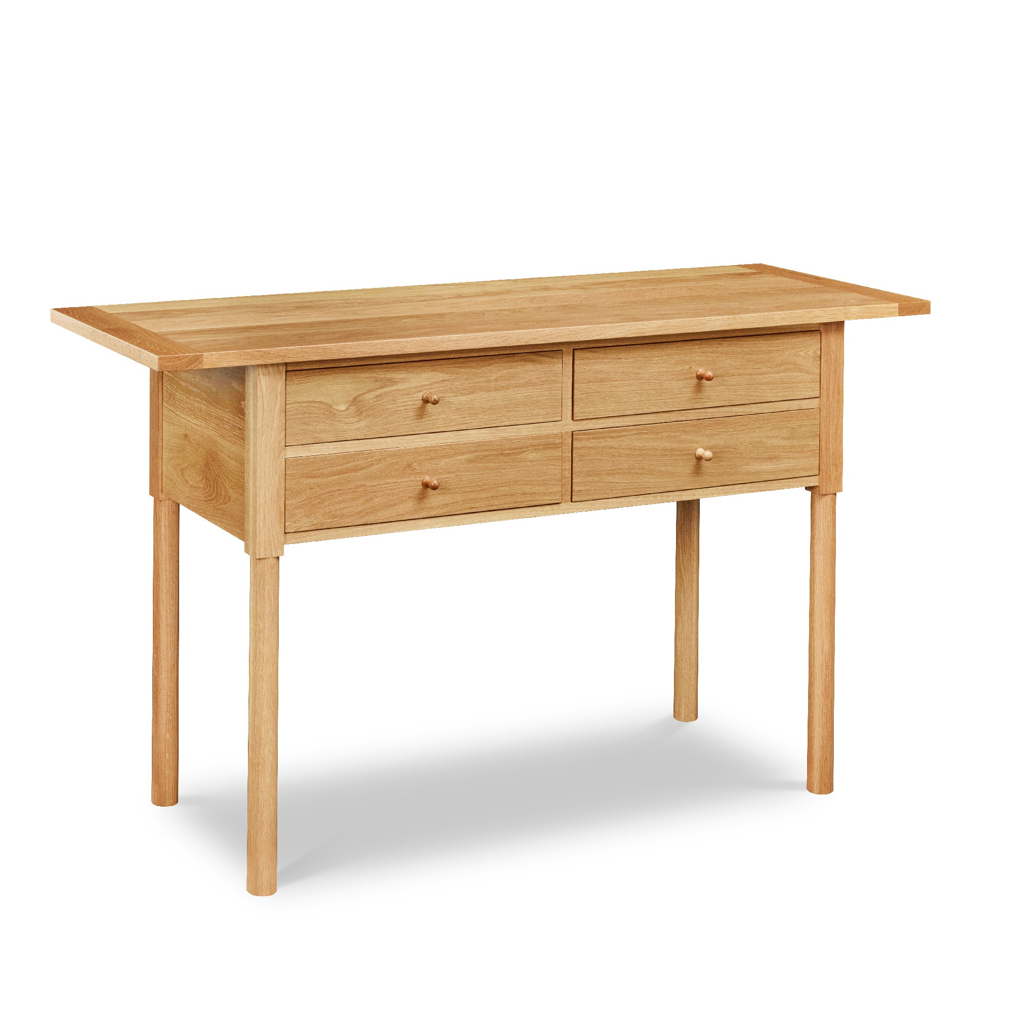 Modern Revelry sideboard with straight turned legs and breadboard ends, built in solid white oak