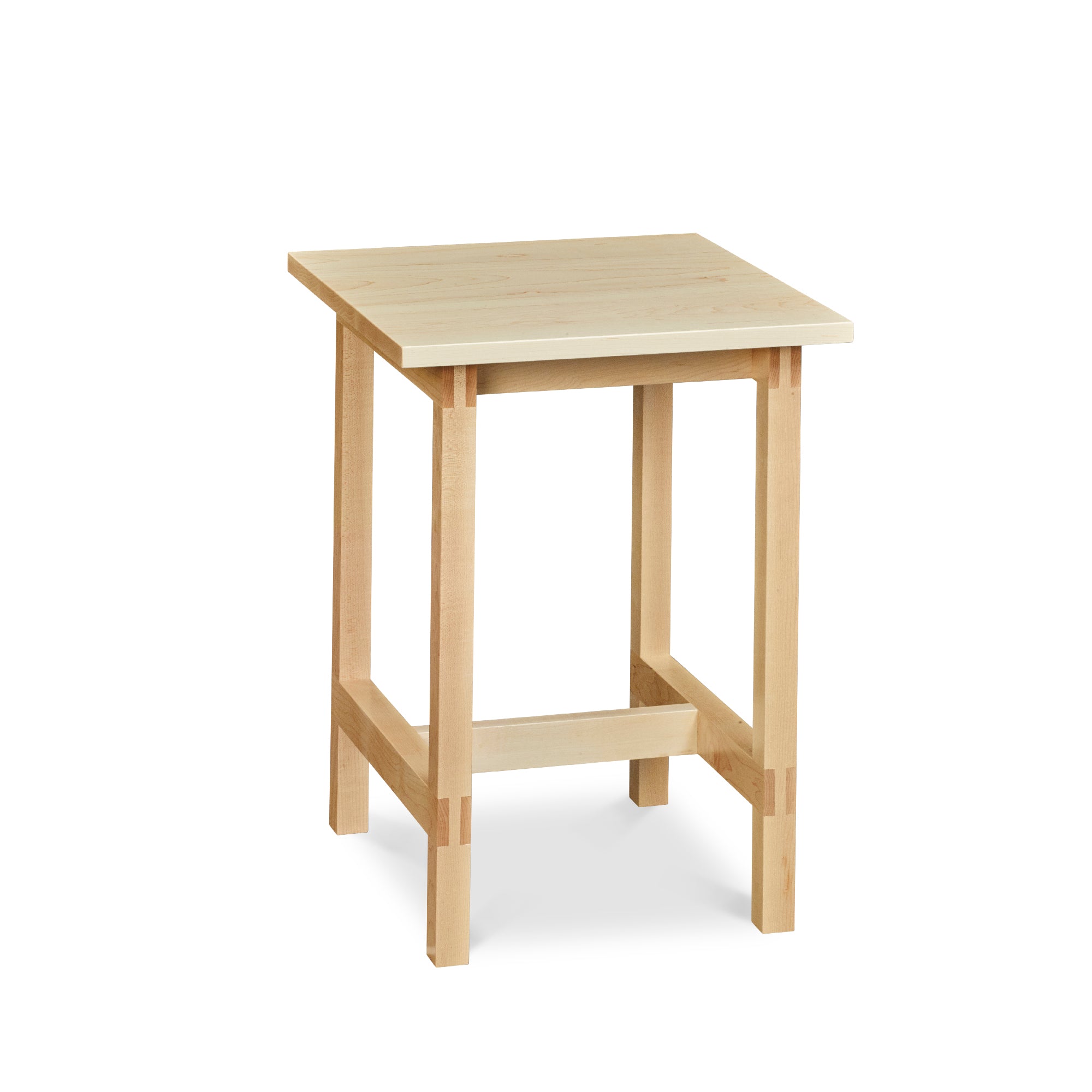 Modern trestle-style side table with visible joinery in maple, from Maine's Chilton Furniture Co.