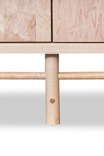 Detail of legs, stretchers and mortise and tenon joinery on solid maple wood Navarend Media Case