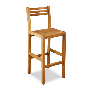 Solid white oak wood bar stool with ladderback top