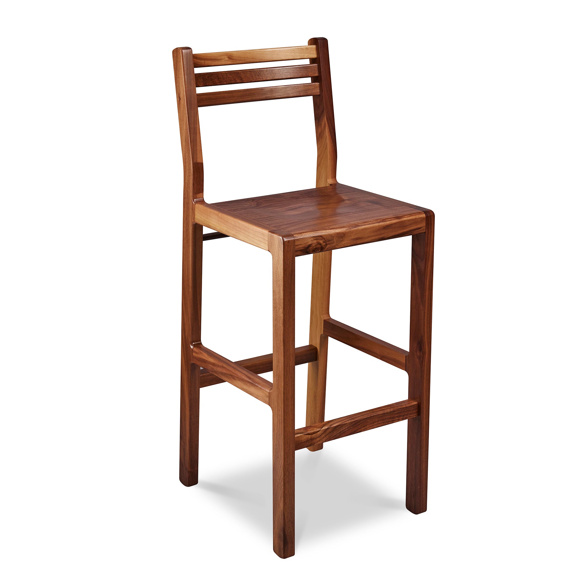 Solid walnut wood bar stool with ladderback top